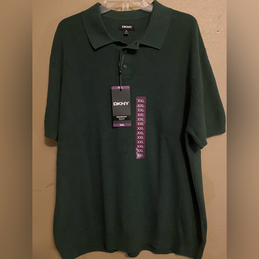 DKNY Men's Green Polo Sweater Shirt Size 2XL
